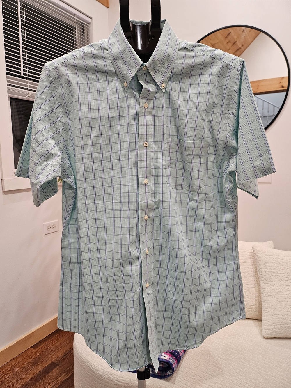 Camisa Brooks Brothers Slim Fit Talla 16 - Cuadros Verde/Azul Non-Iron"